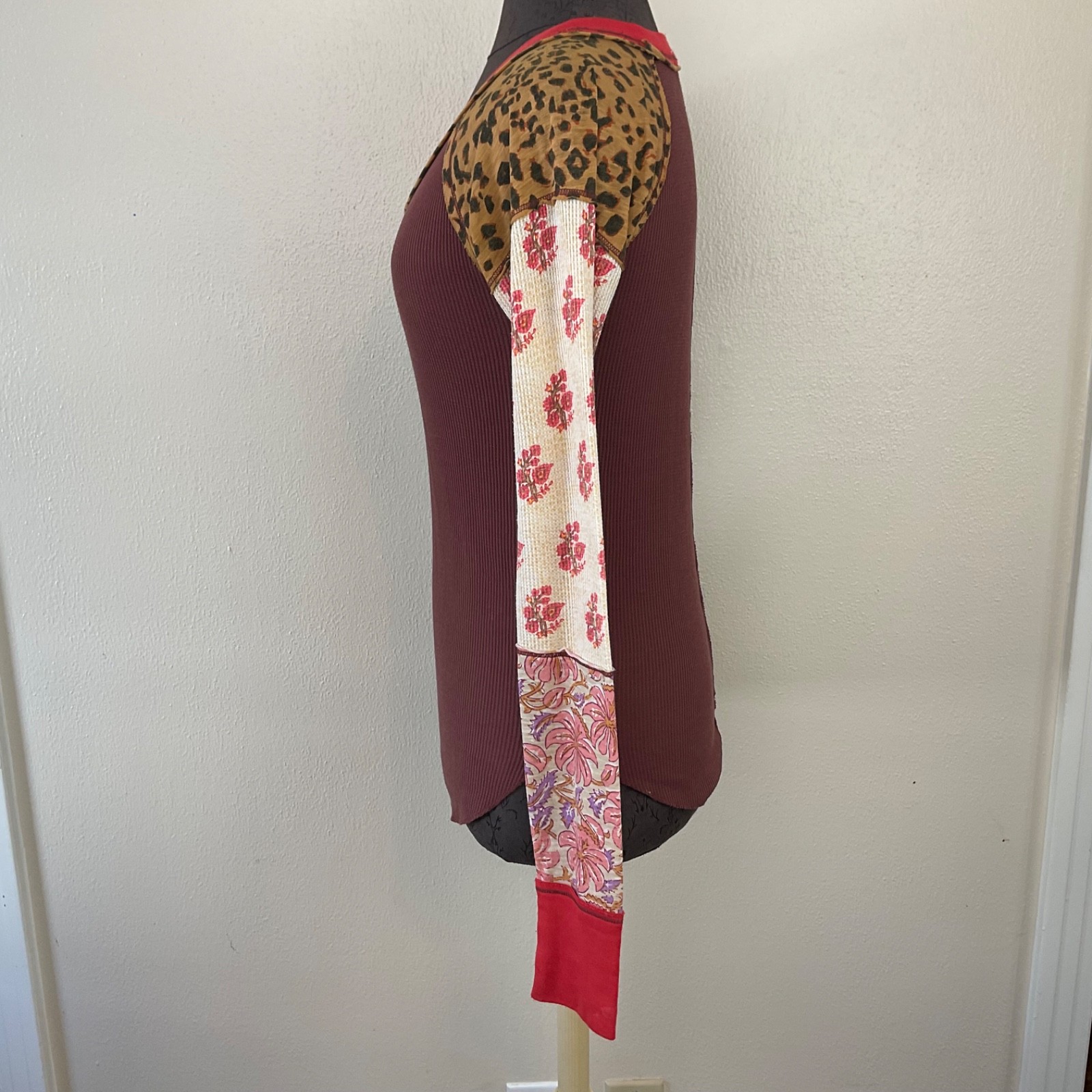 We The Free Mix Pattern Patchwork Pull On Top Lon… - image 7