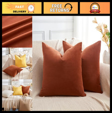 Rust Throw Pillow Covers Set of 2 - 20x20 Inch Soft Velvet Fall Decor for Couch,