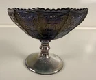 VTG Imperial Glass 4-3/4" T Smoked Amethyst Zodiac Compote Pedestal Dish 5-1/2"D