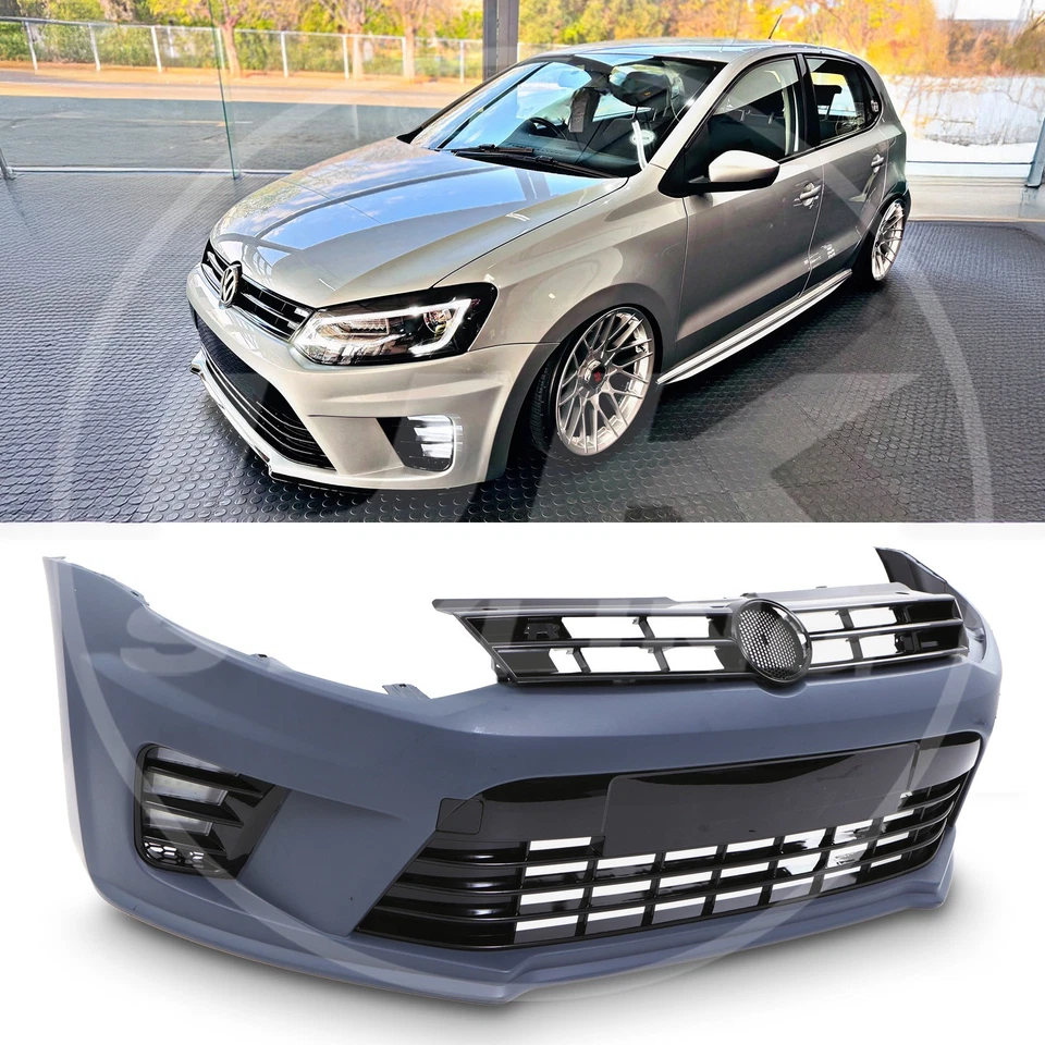 PRIMER FINISH FRONT BUMPER WRC STYLE FOR VW VOLKSWAGEN POLO MK5 6R/6C 2009-2018