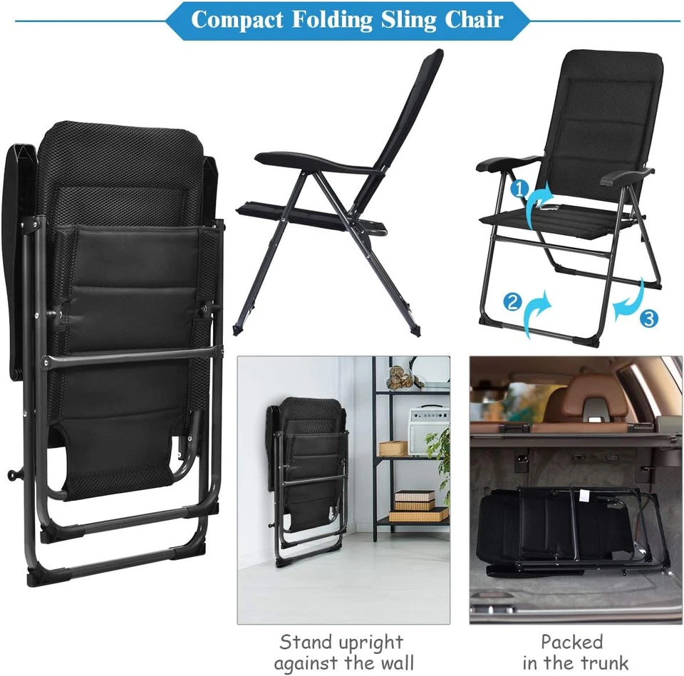 Giantex Juego de 2 Sillas de Patio, Sillas Plegables con Respaldo Ajustable, Exterior Foto 4 de 4