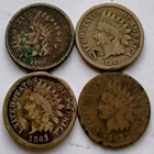 1860, 1861, 1863, 1867 Indian Head Cents with Issues, 4 Better Date 1C Pennies
