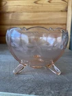 Vintage Pink Depression Glass - Three-Footed 3" Tall Rose Bowl
