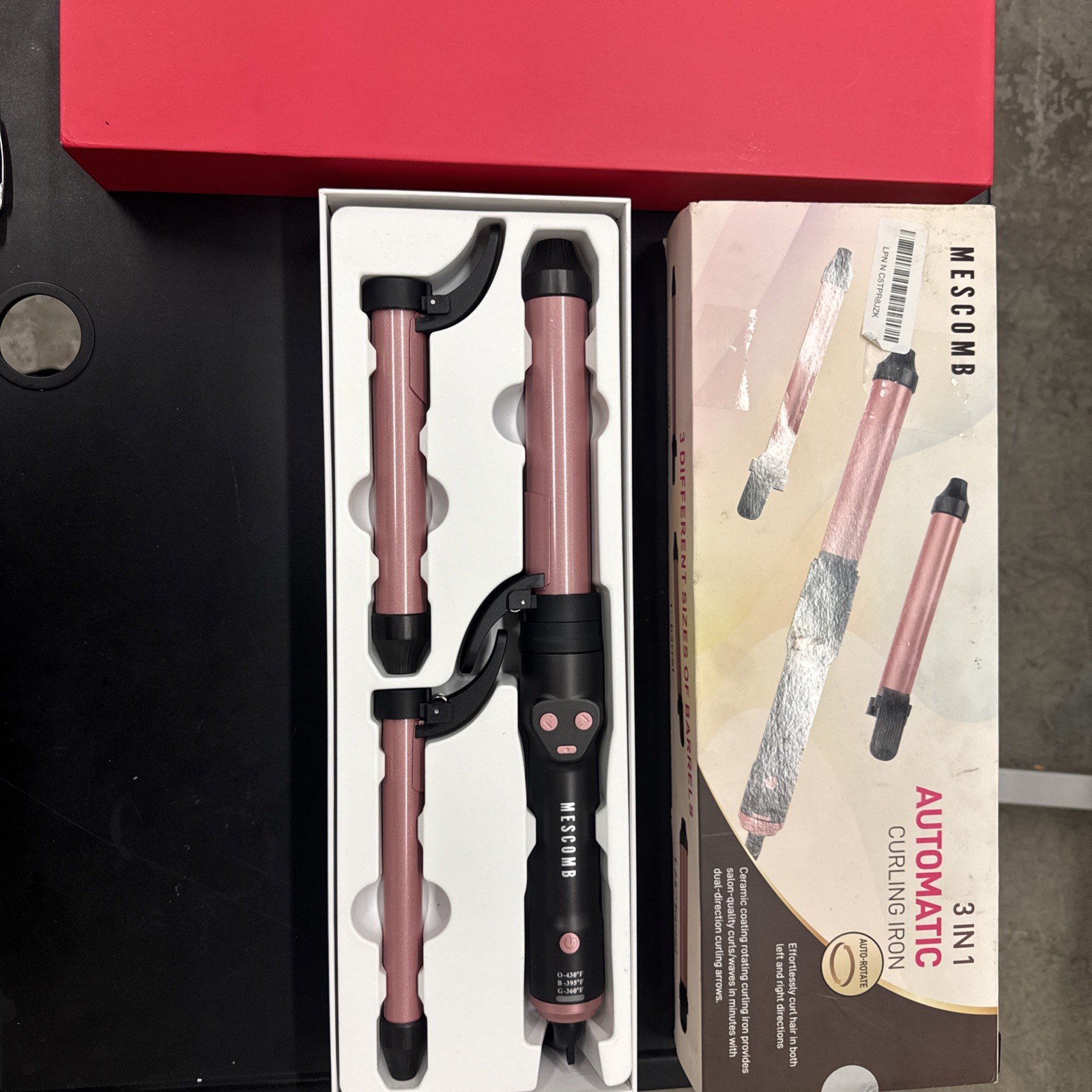 Mescomb 3 in 1 Automatic Curling Iron  3 Different Sizes Of Barrels