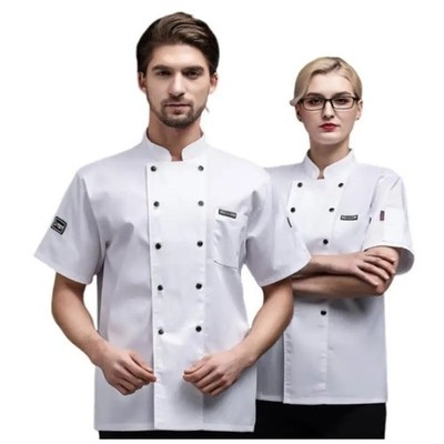 Lightweight Chef Coat Mesh Short Sleeve Kitchen Uniform Breathable Workwear