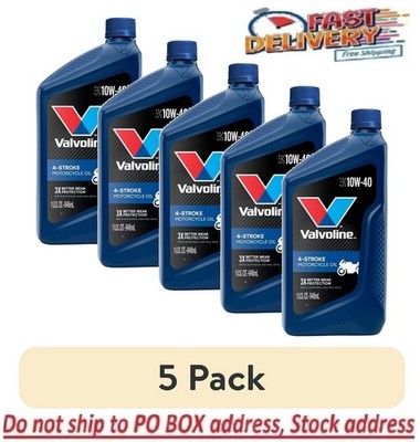 5 Pack - Valvoline 4-Stroke Motorcycle SAE 10W-40 Motor Oil, 1 Quart
