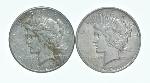 1923-S & 1922-D Peace Silver Dollar $1 Bullion Collection Lot *111