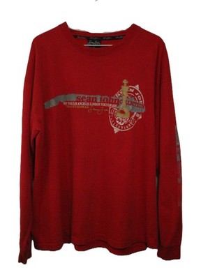 Y2K Sean John Long Sleeve Graphic Shirt Mens L Red Hip Hop Streetwear T0326