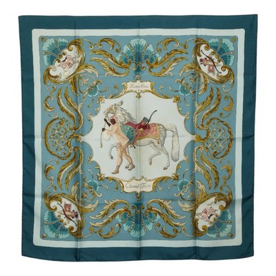 Hermes Carre 90 Cheval Turc Turkish Horse Scarf Muffler Green Mult... GZl1i5m8
