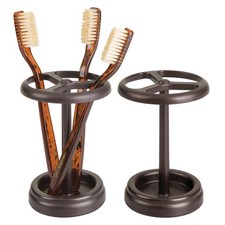 iDesign Toothbrush Holder for Bathroom - 3-Section Stand Bronze