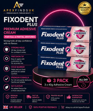 3x Fixodent Plus (Food Barrier) Denture Adhesive Cream NO FLAVOUR/NEUTRAL - 40g