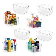 Clear Plastic Storage Bins Pantry Organizers Storage L11" x W6" x H7.5"
