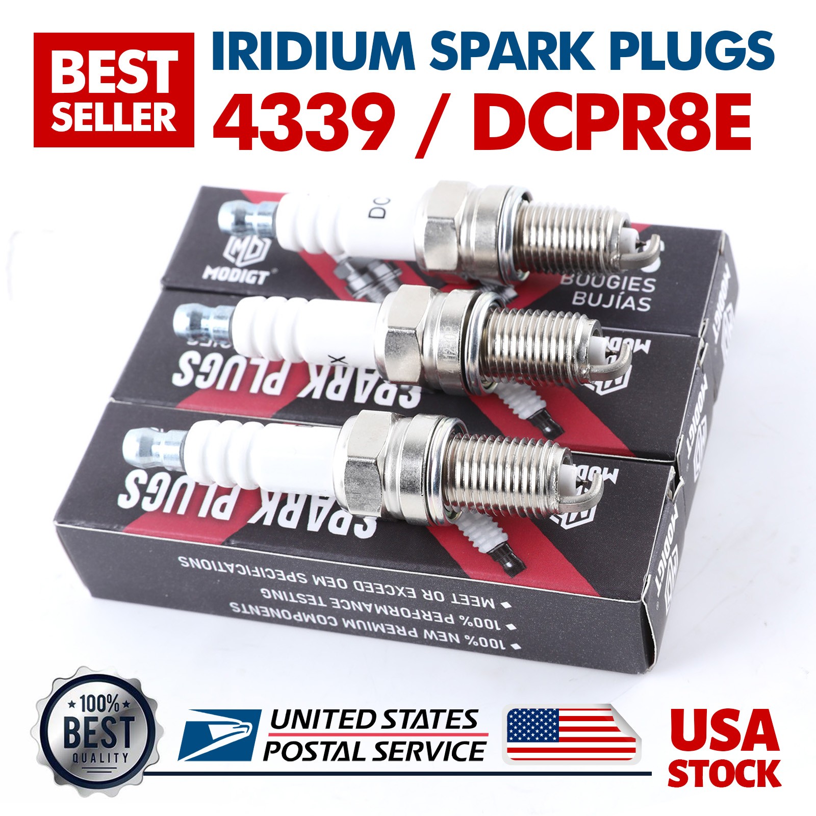 For NGK DCPR8E 3 Pcs Iridium Spark Plugs 4339 RA6HC RA8HC OEM High Quality