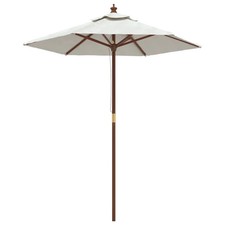 Parasol de jardin avec mât en bois 196 x 231 cm sable Helloshop26 02_0008352
