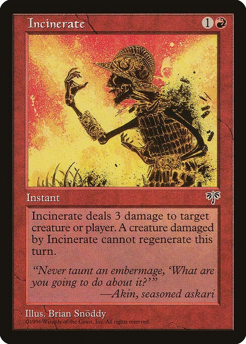 4x Incinerate NonFoil Mirage 184 NM MTG