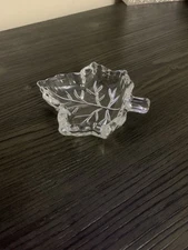 Personal Ashtray Glass Maple Leaf Vintage 