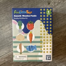 Fun Little Toys 12-PC Wood Pretend Cutting Play Food Set with Case