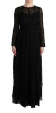 Dolce & Gabbana Black Floral Lace Sheath Silk Women's Dress