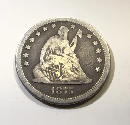 1875 Seated Liberty Silver Quarter 25c