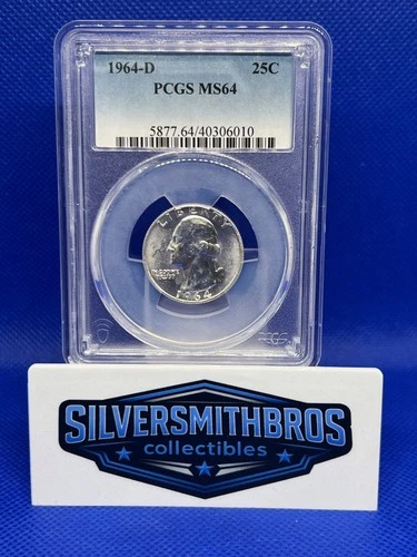 1964-D Washington Quarter PCGS MS64 90% Silver Brilliant Uncirculated 25¢ Coin