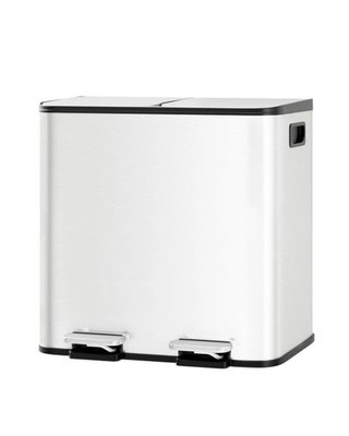 Trash Can 2 x 4 gal (2 x 15 L) Garbage Bin Dual Compartment Recycling Step-On