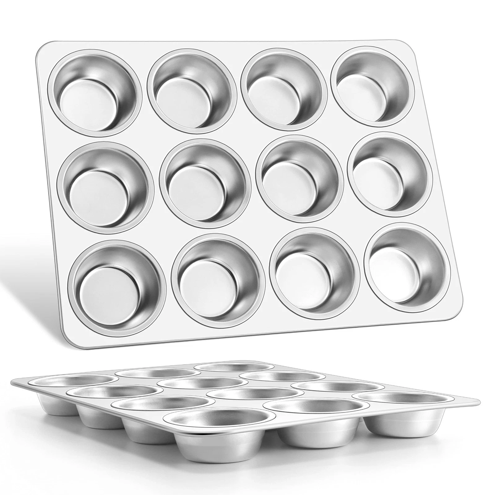 12-Cup Muffin Pan Set of 2 - Stainless Steel Cupcake Baking Tins, Easy Clean, No
Opens in a new wind