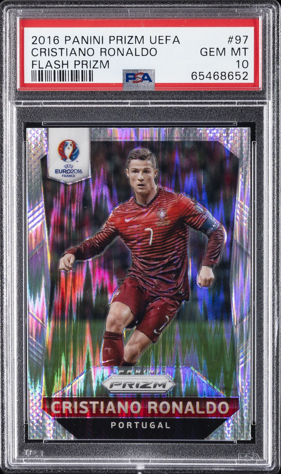 2016 PANINI PRIZM UEFA FLASH PRIZM #97 CRISTIANO RONALDO PSA 10