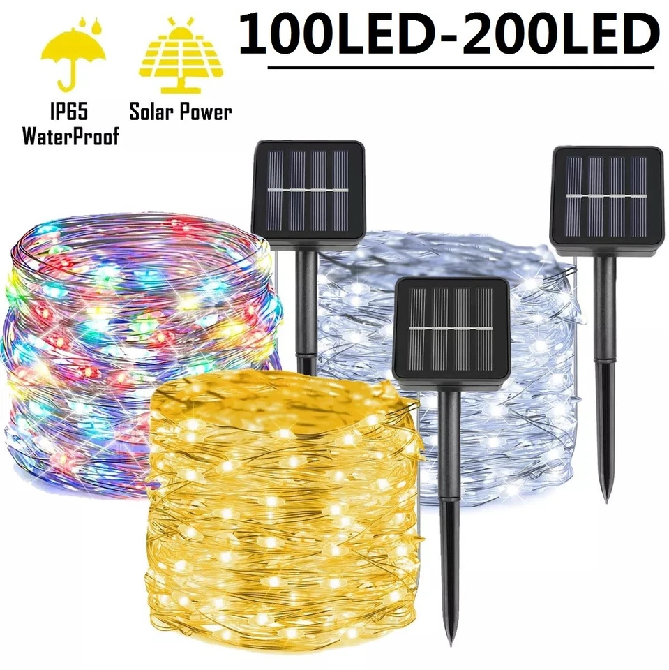 Solar String Lights LED Waterproof Copper Wire Xmas Garden Party Decor Outdoor - Image 2 of 4