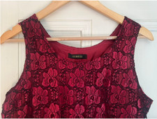 Vintage 90s Mesh Overlay Floral Midi Dress size 14 (fits 10/12)