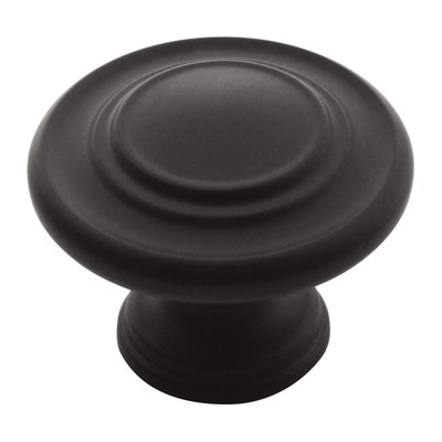 Amerock | Cabinet Knob | Matte Black | 1-5/16 inch (33 mm) Diameter | Inspira...