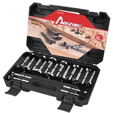 16PCS Wood Drill Bits, Forstner Set, Alloy Steel, Hard & Soft Wood, Plastic
