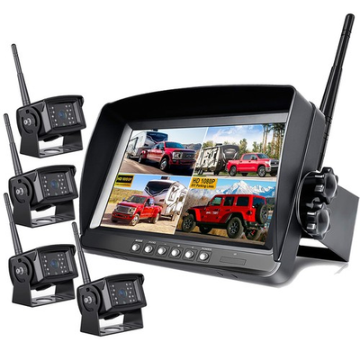 #ad 9quot; 1080P Wireless Split Monitor DVR IR Backup Camera For Truck Trailer RV Camper $109.00