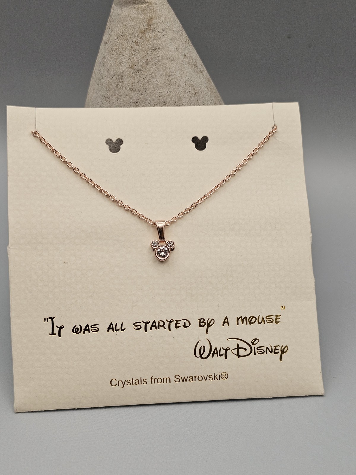Disney Minnie Mouse Gold Flash Plated Necklace Rose Gold NEW