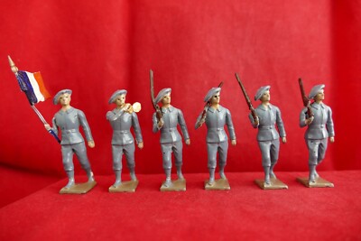 Soldats De Plomb CBG Mignot – 6 Chasseurs Alpins Au Défilé, 50mm, Rares