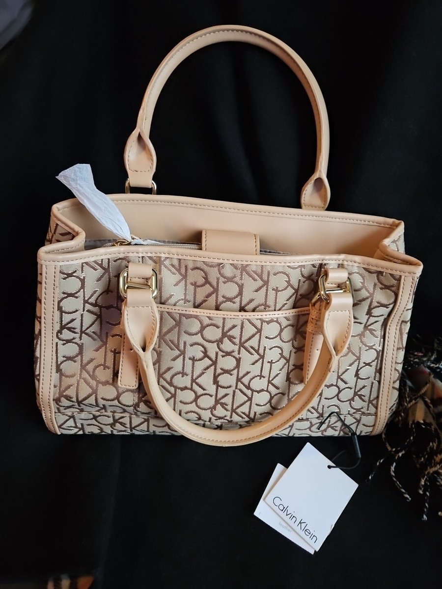 Calvin Klein Shoulder Handbag New Monogram logo pockets satchel