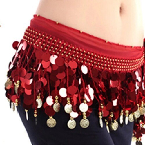 Belly Dance Hip Skirt Scarf Wrap Belt Glitter Sequins Tassel Hip Scarf Skirt  - Bild 20 von 32