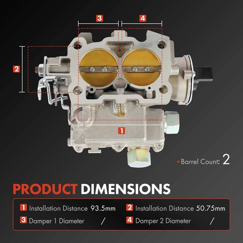 Marine Carburetor for Mercruiser 2.5L 3.0L 4CYL w/ Long Linkage Black 2 Barrel - Picture 3 of 8