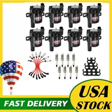 8x HIGH OUTPUT Ignition Coil and Spark Plug and Wire Set for Chevy GMC Cadillac