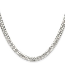 Sterling Silver 5.7mm Double Diamond-cut Curb Chain Necklace 24" 40.49gm