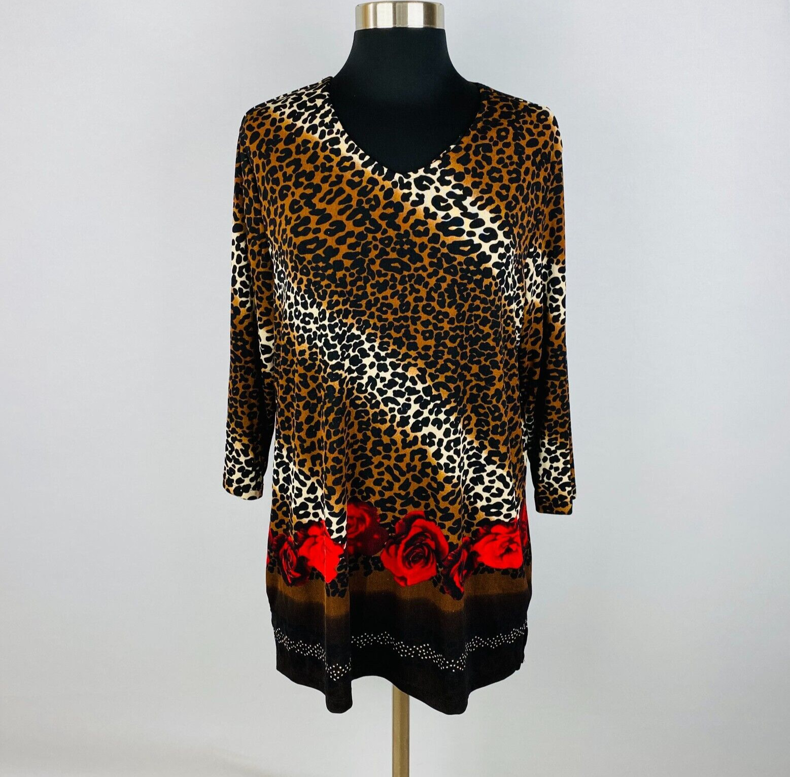 Studio Works Womens Medium M Patchwork Floral Ani… - image 1