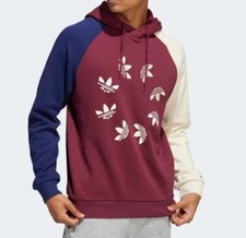 NEW MENS ADIDAS ORIGINALS BLOCKED BOLD LOGO TREFOIL HOODIE MEDIUM HE0076