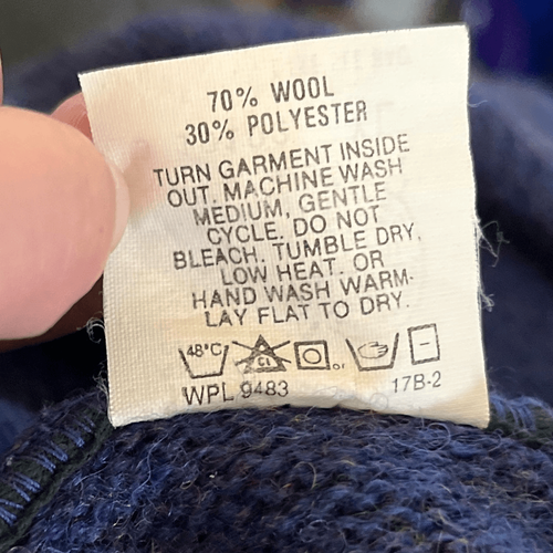 Vintage 70s Robert Bruce Wool Blend V-Neck Sweater Blue XL - Picture 4 of 5