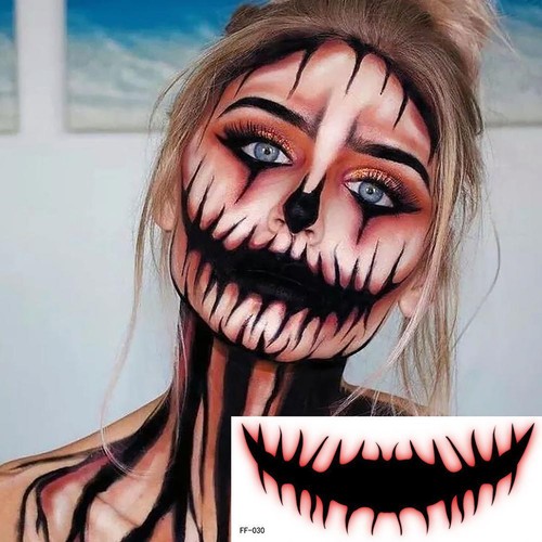 10/1Pcs DIY Halloween Face Temporary Tattoos Horror Mouth Tattoo