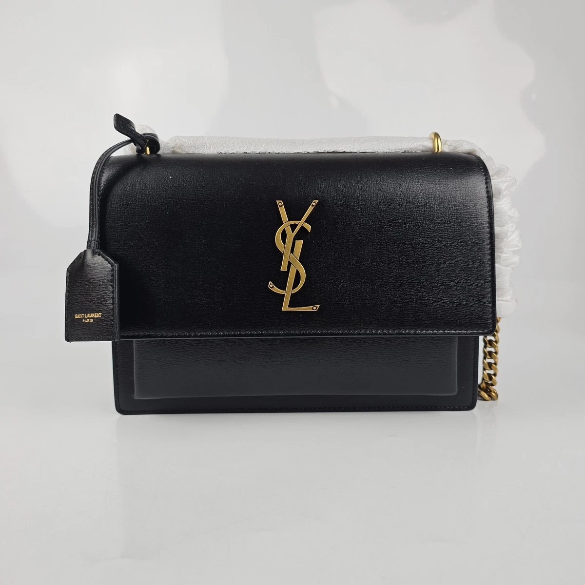 Saint Laurent Sunset Medium Monogram Ysl Chain Crossbody Bag, Dark Gray, Women's, Handbags & Purses Crossbody Bags & Camera Bags