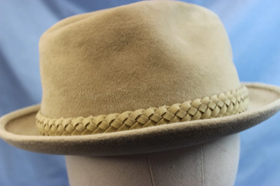 Chapéu masculino vintage Stetson TAN TAMANHO 7 ABA CURTA trançado faixa CLÁSSICO raro - Imagem 4 de 4
