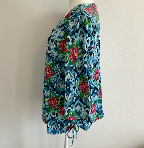 0405 - Caribbean Joe Island Supply Co Woman size 2X Tropical Floral Print Top - Picture 4 of 17