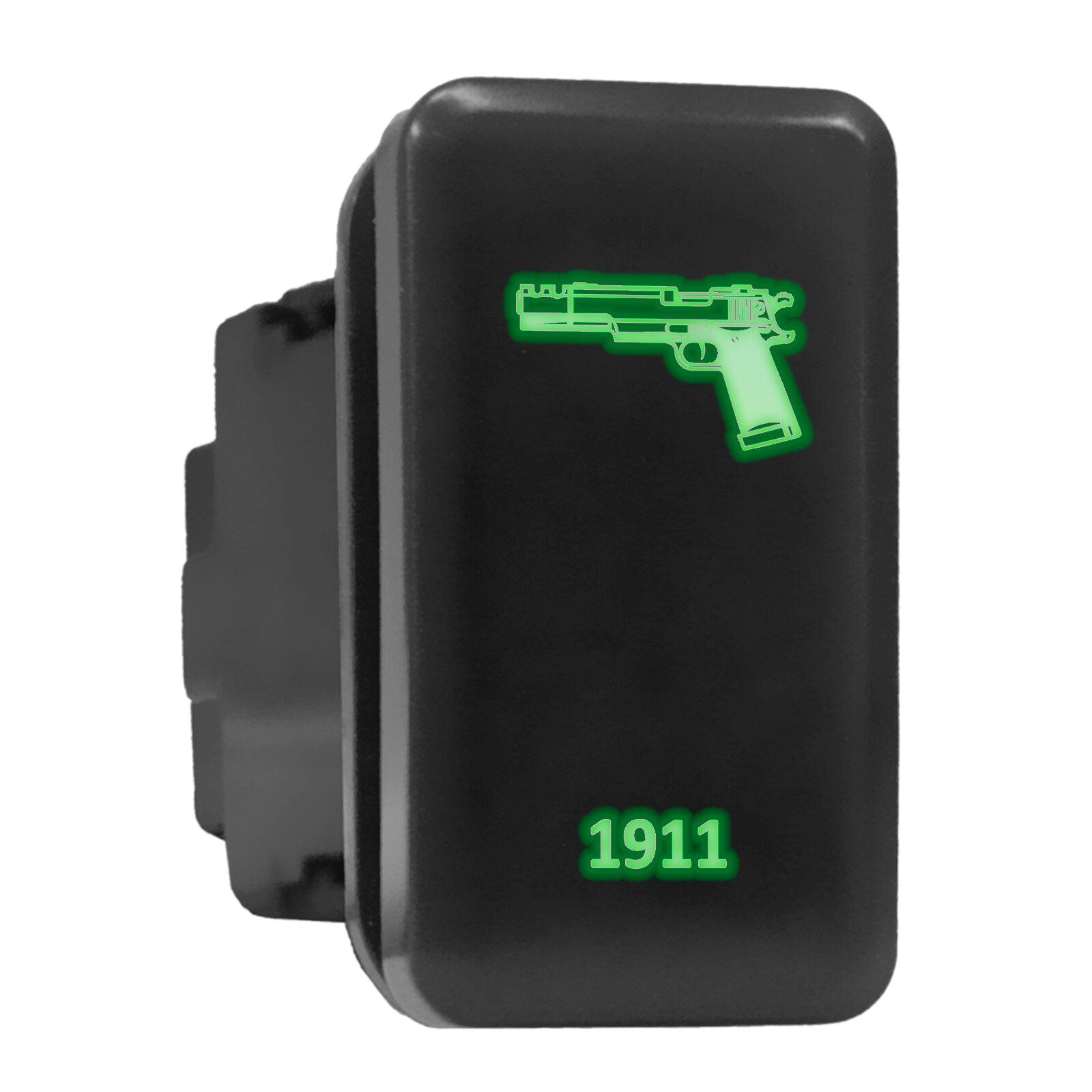 1911 Tall Push-In Green Backlit Switch 1.54x0.83in for Toyota