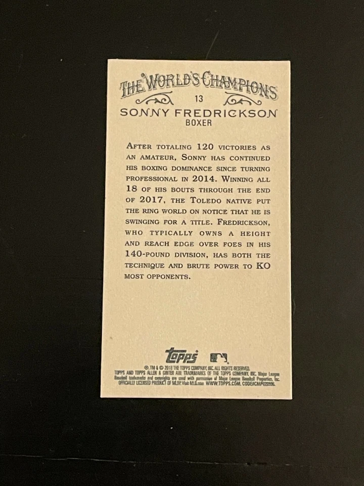 2018 Topps Allen and Ginter x Sonny Fredrickson Mini #13 Boxer - Image 2 of 2