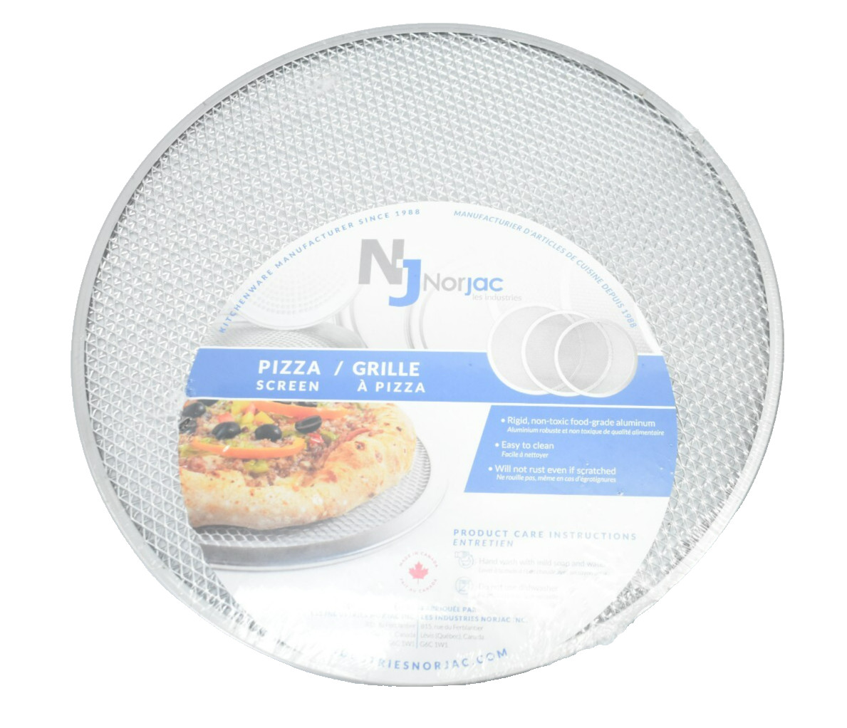 Norjac 14" Pizza Screens 2 Pack Stainless Steel Round Mesh Pans Rigid Aluminum