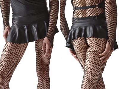 REGNES RFP WETLOOK MINI ROCK  cross herrenrock herren kunstleder schwarz  